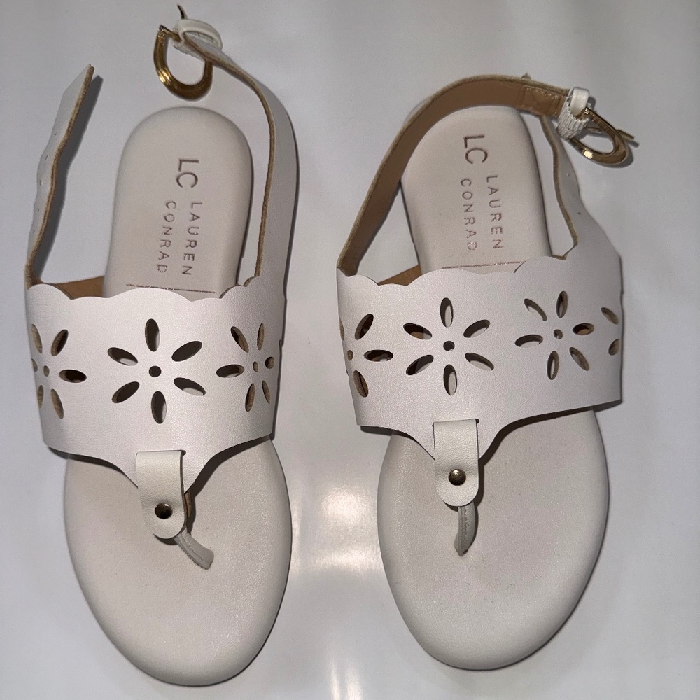 NWT LC Lauren Conrad Jarrah Women's Floral Thong Sling Back Sandals Size 5